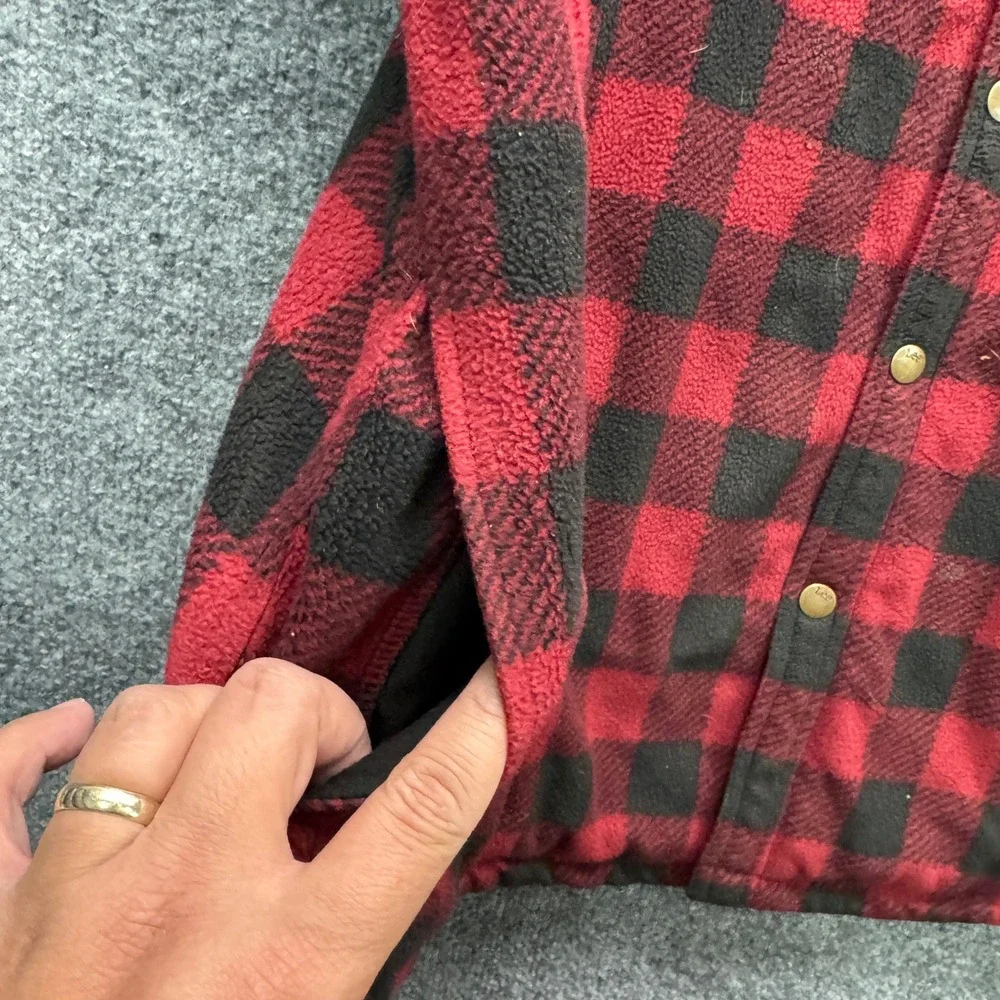 Lee Regular Fit‎ Shirt Jacket Mens XXL Red Black Plaid Quilted Lined Outdoor